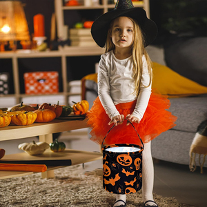 Panier de rangement en coton fait main écologique avec poignée, design chauve-souris du <span class=keywords><strong>diable</strong></span> d'Halloween, pour la décoration de la maison, utilisation polyvalente - Product Image 3
