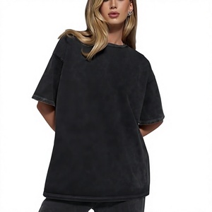 T-shirts surdimensionnés pour femmes, personnalisés OEM, de haute qualité, tendance, effet délavé, col rond, doux, respirants, respectueux de la peau, pour l'été - Product Image 5