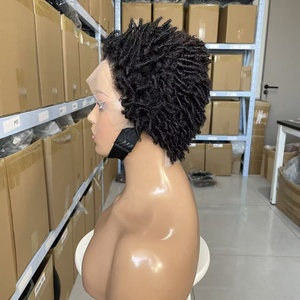 Perruque abordable 13x4 Lace Front <span class=keywords><strong>coupe</strong></span> Pixie, <span class=keywords><strong>cheveux</strong></span> humains brésiliens naturels bouclés Pixie, densité 180%, pré-épilée pour femmes noires - Product Image 4