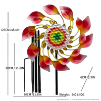 Piquet décoratif de jardin en métal jaune en forme de fleur à pétales, résistant aux intempéries, pour pelouse et jardin