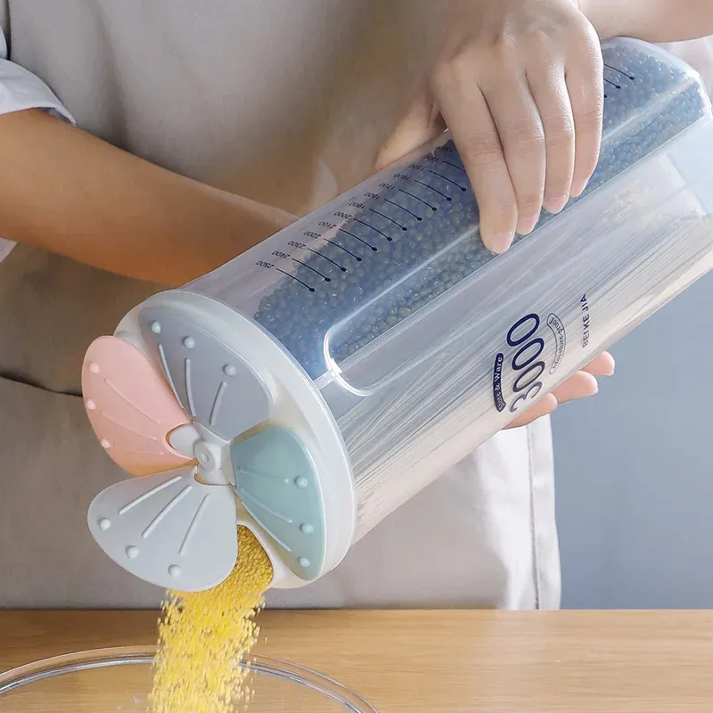 Granen Opslagtank Plastic Compartiment Opslagtank Keuken Huishoudelijk Voedsel Verzegelde Bonen Opbergdoos Vier Overdekte Doos