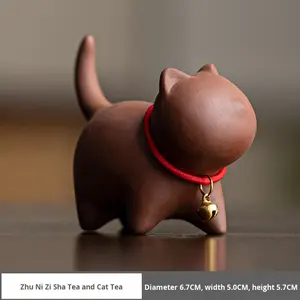 Service à thé chat en porcelaine marron et noir mignon petit accessoire de décoration de maison écologique pour les amateurs de thé - Product Image 6