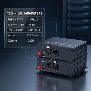 Convertidor de Audio a Fibra Óptica/Extensor de Audio Balanceado (XLR) sobre Fibra Óptica para Transmisión, Transceptor Bidireccional de 1 Canal - Product Image 5