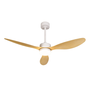 Contemporary Brown Wood-Look Blade 3-Blade 52" DC Motor <b>Ceiling</b> <b>Fan</b> <b>Light</b> White Housing <b>Remote</b> <b>Control</b> Low Profile for Modern - Product Image 4