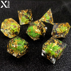 Juego completo personalizado de resina poliédrica, dados DND, dados de borde afilado para juegos de rol, mazmorras y dragones, brillo de Amanecer - Product Image 2