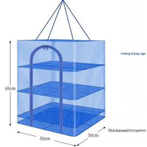 Multifunctional Fish Drying <strong>Net</strong> Cover Foldable Anti-Fly Thickened Monofilament <strong>Nylon</strong> <strong>Mesh</strong> Knotless Drying Cage Vegetables - Product Image 1