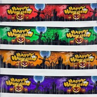 Spanduk atas latar belakang labu Halloween pengaturan foto dalam ruangan luar ruangan bendera cetak Digital suasana lintas batas