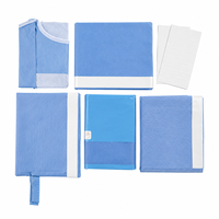 Pack chirurgical universel non tissé avec blouse chirurgicale renforcée et drap de table adhésif certifié CE