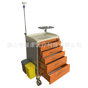 Chariot d'urgence Yao Kang YK-ET007 Orange en ABS, chariot de soins multifonctionnel avec support pour perfusion et 4 roues pivotantes - Product Image 5