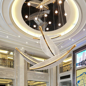 Spiral Staircase <b>Leaf</b> Chandelier for Villa Negotiation Area Hotel Lobby Reception Sales Office <b>Lighting</b> AC Power Middle Sized - Product Image 1