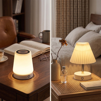 Lámpara de Mesa LED Recargable Portátil con Interruptor Táctil, Altura Ajustable, Luz Blanca Cálida para Dormitorio, Uso Nocturno junto a la Cama