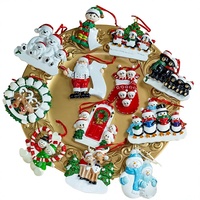 Ornement de Noël à suspendre en résine peinte à la main, Père Noël, Bonhomme de neige et Ours, pour l'hiver et les fêtes de Noël