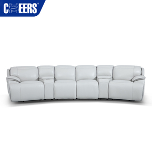 MANWAH CHEERS Canapé sectionnel de luxe en cuir véritable Home Cinéma Salon 4 places Meubles de salon Canapé inclinable Ensemble - Product Image 2