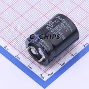 ตัวเก็บประจุแบบอิเล็กโทรไลต์อะลูมิเนียมแบบ Snap-in รุ่น 450MXG68MEFCSN20X25 ชนิด Through hole (THT) ขนาด D20xL25 มม. 68uF 20% 450V 10 มม. - Product Image 1