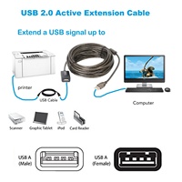 10 Meter Hochgeschwindigkeits-480-Mbps-USB-2.0-Typ-A-Stecker-auf-A-Buchse Aktives Verlängerungskabel mit Repeater für Drucker, Scanner und Mehr