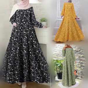 Vestido de Verano para Mujer, Otoño 2023, Elegante Vestido Musulmán Estampado, Abaya Informal de Manga Larga, Hijab, Vestidos, Túnica Floral Femenina - Product Image 1