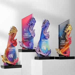 JN مخصص طباعة بالألوان الكاملة الكأس الكريستال تصميم التنين الأعمال الكريستال الكأس للهدايا التذكارية - Product Image 1