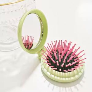 Custom Logo Mini Cute Plastic Folding Pocket Massage Comb Travel Hair Combs With <b>Makeup</b> Personalized Compact <b>Mirror</b> - Product Image 2