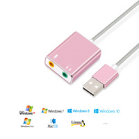 USB Externe Soundkarte mit Mikrofon-Kopfhöreranschluss Geflochtenes Kabel Audio-Adapter für PC Laptop