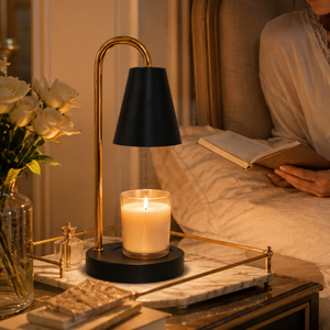 Modern Wood Table Lamp with Brown Cone Shade E26 AC Flexible Warm <b>Light</b> for Bedroom Decor - Product Image 1