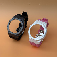 Kit de modification de boîtier en céramique pour GA-2100 GA-2110 GA-B2100, bracelet en fluororubber à motif tissé, boucle papillon en acier inoxydable, accessoires