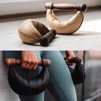 Haltères de musculation haut de gamme en acier avec poignée en bois massif, remplis de sable, kettlebells, cloches de swing, enveloppés de cuir pour l'entraînement en salle de sport