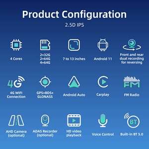 Radio Estéreo para Auto Android 11 con Pantalla Táctil de 9 Pulgadas, CarPlay, Android Auto, DAB, WiFi Integrado, Bluetooth, Ecualizador de 32 Bandas - Product Image 4