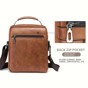 Sac messager en cuir PU noir pour homme <span class=keywords><strong>Vicuna</strong></span> – Style vintage très tendance, sac à bandoulière durable et élégant - Product Image 2