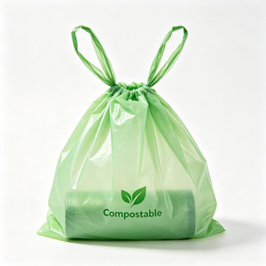 Bolsa de Basura Verde con Cierre de Cordón, Bolsa de Plástico para Residuos Reciclable, Bolsa de Transporte Personalizada para Supermercados y Exposiciones - Product Image 5