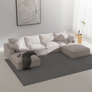 Vacuum Compressed Home Living Room Extendable Modular Sectional Set with High Density Foam 6 Seats Washable Fabric - Product Image 1