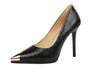 Escarpins pour femmes en velours brillant, motif croco gaufré, à bout pointu, avec embout métallique anti-choc, talon aiguille fin et petite <span class=keywords><strong>plateforme</strong></span> - Product Image 6