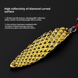 Leurre rouge rayure oeil mouche d'eau brillant longue coulée métal artificiel dur appât basse fond pêche lac avec crochets - Product Image 1