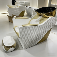 Table de massage électrique inclinable de luxe BM en or blanc pour salon de coiffure, spa et thérapie capillaire, avec repose-pieds moderne pour salon de beauté