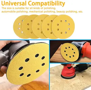 Abrasive Tools Gold Yellow Color Abrasive Sandpaper Hook And Loop Sand Paper Sanding Disc For Car Paint Removal