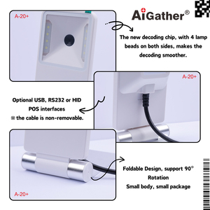 A-20 + Mini kích thước nhỏ Máy tính để bàn 1D <span class=keywords><strong>2D</strong></span> CMOS Máy quét mã vạch với giá rẻ chi phí vận chuyển - Product Image 6