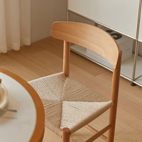 Chaise Kering en bois massif avec corde tressée, chaise de salle à manger moderne, design nordique, pour la maison, l'appartement, l'extérieur, les cafés, mobilier décontracté pour la maison