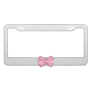 Marco para Placa de Matrícula Estándar Estadounidense, Marco para Placa de Matrícula de Acrílico con Cristales y Adorno de Lazo, Marcos para Placa de Matrícula Personalizados - Product Image 2