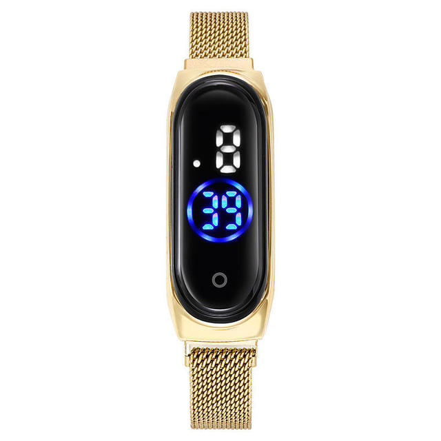 2025 Hot Sale High Quality Sports Waterproof LED Oval Wrist Watch Factory Direct Touch Digital Stainless Steel Band Alloy