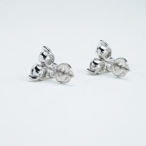 Sterling Silver Three Stone Mini <b>Earrings</b> 5mm Round Cut Moissanite Stud <b>Earrings</b> - Product Image 4