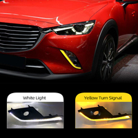 Lampu DRL LED Daytime Running Light untuk Mazda CX-3 CX3 2015 - 2019 2020 dengan Fungsi Lampu Sein Kuning