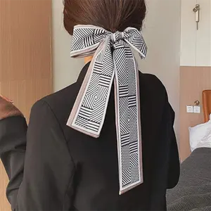 New Women Floral Printed Silk Scarf Bag Decoration Hair Neck Tie Headband Small Narrow Silk Ribbon Neckerchief Skinny Scarf