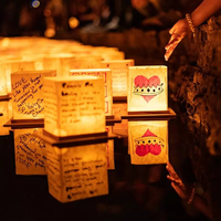 Lanternes flottantes en bois pour la Saint-Valentin en gros, pour les festivals, les mariages, les fêtes, porte-bougie décoratif