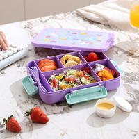 Lonchera Bento de 1200 ml con 5 Compartimentos, Apta para Microondas, con Bolsa para Salsas y Cubiertos, con Certificación LFGB, FDA y CPC, MOQ Bajo, Logotipo Personalizado, Regalo