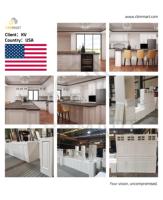 Armoires de cuisine en bois plaqué mélamine CBMmart, armoires de cuisine contemporaines en bois avec plan de travail en marbre