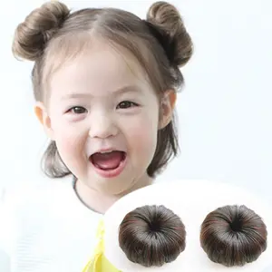 Hort Selling Factory Wholesale Fashion Synthetic Fiber Hair Bun With Duck Bill Clip Donut Bun for Baby Girl Small Size