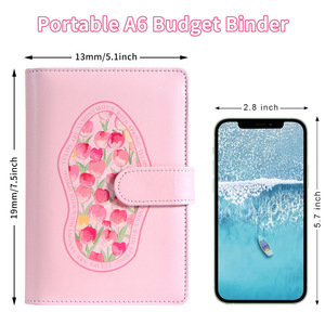 Carnet A6 transfrontalier à feuilles mobiles, avec fermeture éclair, en cuir PU <span class=keywords><strong>Macaron</strong></span>, pour ordinateur portable et budget, fabriqué en Chine - Product Image 3