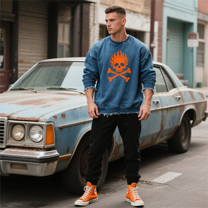 Sweat à capuche en coton épais pour homme, personnalisé, de qualité supérieure, avec impression en relief, coupe oversize, style denim, vente en gros - Product Image 1