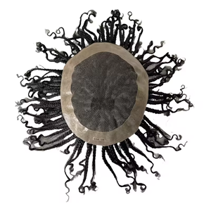 Peluca de <span class=keywords><strong>Cabello</strong></span> Humano <span class=keywords><strong>para</strong></span> <span class=keywords><strong>Hombres</strong></span> Negros con <span class=keywords><strong>Trenzas</strong></span> de Ganchillo, Mono Toupee con Encaje Plegado <span class=keywords><strong>en</strong></span> la Parte Delantera, Prótesis Capilar India - Product Image 2