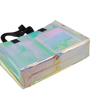Sacs cadeaux en plastique transparent en gros avec poignée en cuir, sacs fourre-tout réutilisables en PVC transparent pour emballage cadeau