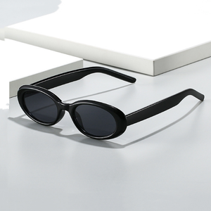 <span class=keywords><strong>Gafas</strong></span> de <span class=keywords><strong>Sol</strong></span> Ovaladas Pequeñas con Logotipo Personalizado, <span class=keywords><strong>Gafas</strong></span> de <span class=keywords><strong>Sol</strong></span> de Leopardo con Marco Estrecho, Color Negro Oscuro, Ojo de Gato, Hombre y Mujer - Product Image 1